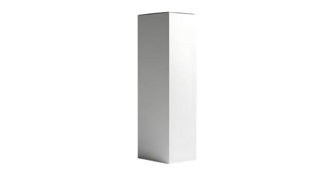 Transparent background tall white rectangular column or pedestal isolated on transparent background