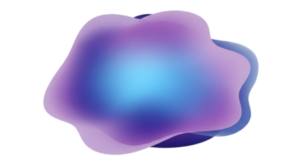 Transparent background abstract fluid purple and blue gradient blob shape isolated on transparent background