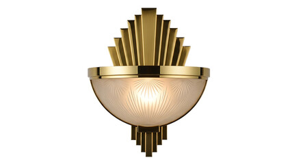 Transparent background brass wall sconce with glass shade, isolated on transparent background