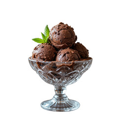 Chocolate Ice Cream in Glass Bowl