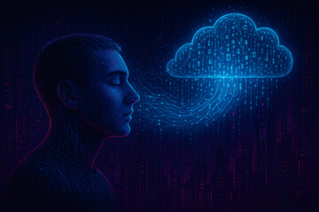 Human exchanging data from the cloud