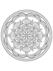 Mandala pattern or simple floral ideas for coloring book pages