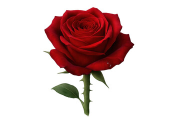 Red rose bloom representing love and romance, symbolizing beauty, passion, and valentine's day on transparent background