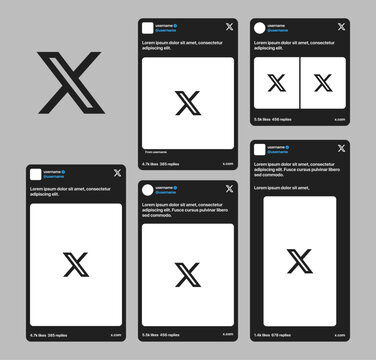 X Twitter post home feed carousel layout mockup with profile, reply, repost, like, share, save, trends, messages, and modern interactive social media interface vector illustration