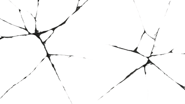 Shattered glass web pattern isolated on a transparent background cracks broken