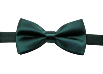 Teal satin bow tie on background isolated on a transparent background green silk