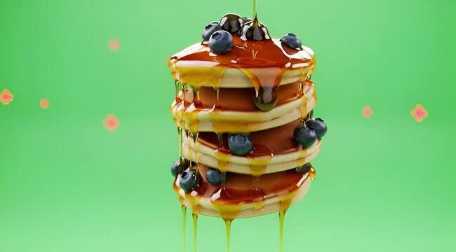 Pancakes falling on green screen 