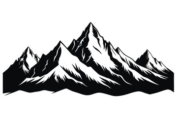 mountain range silhouette with snowy peaks