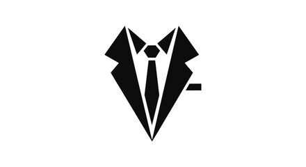 Fototapeta premium A minimalist black and white graphic illustration of a formal suit with a tie.