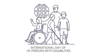 Diverse group of people including those with disabilities walking together with a globe