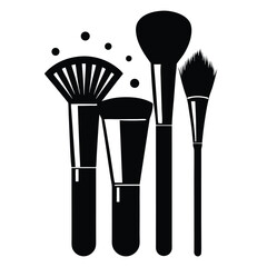 makeup brush black and white silhouette on white background