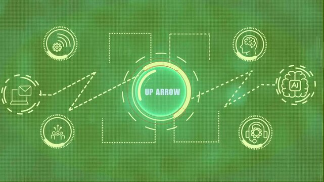 Digital Interface with AI Brain and " UPAROW" Text artificial intelligence technology