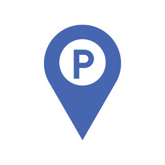 Parking Location Pin Icon – Blue Map Marker with P Symbol