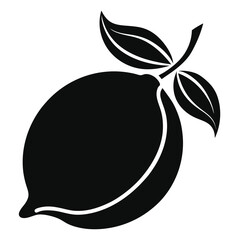 lemon fruit black and white silhouette on white background