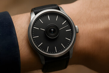 Smart wristwatch with hidden miniature security camera