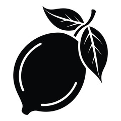 lemon fruit black and white silhouette on white background