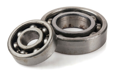 Old bearings isolated on white background.