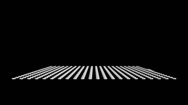 3D animation of a graph made of cylinders with a gray and green gradient effect. Ideal for representing economic and investment indices.