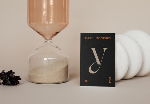 Vertical Business Card Basen on a Hourglass Mockup