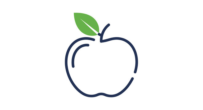 Minimalist apple design with leaf in modern linear style