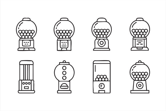 Minimal vector gumball machine symbols for branding and graphic templates