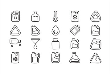 Chemical containers and coolant symbols for car maintenance graphics