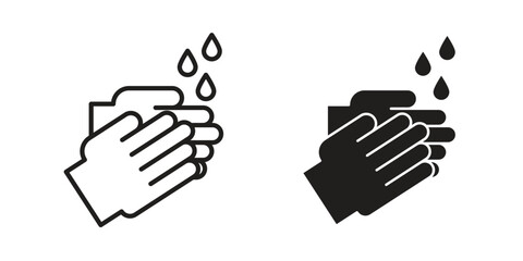 Fototapeta premium Handwashing icon in filled, thin line, stroke style for website and apps