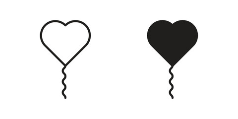Heart balloon icon in filled, thin line, stroke style for website and apps