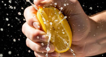 A person squeezing a lemon
