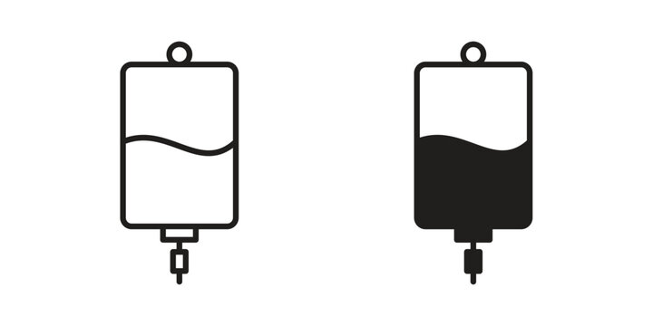 IV bag icon in filled, thin line, stroke style for website and apps