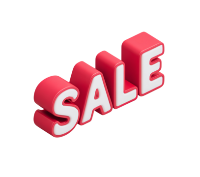 3 D Red Sale Text isolated on a transparent background