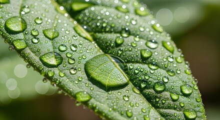 water drops on green leaf