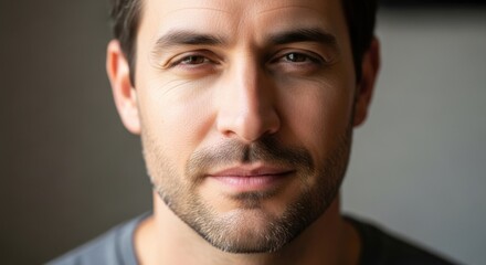Close-up Portrait of a Confident Young Man with Gentle Expression