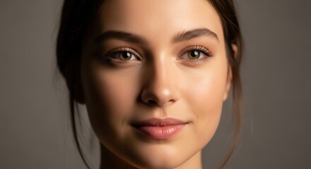 Close-up Portrait of a Young Woman with Clear and Radiant Skin