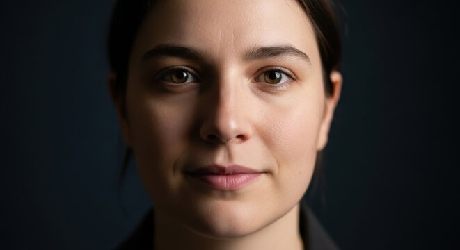 close-up portrait of a confident young woman with natural expression