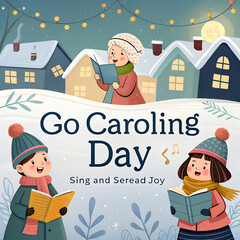 Sing Loud This Holiday, Go Caroling Day Celebration, Joyful Caroling Night, Festive Neighborhood Caroling, Holiday Spirit Singing, Family Caroling Fun
