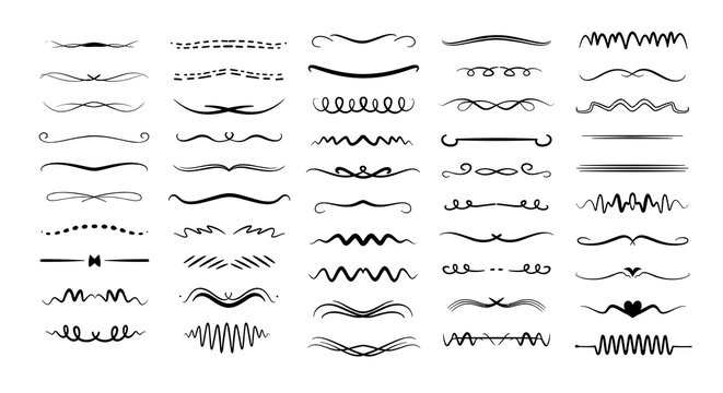 A diverse collection of elegant black vector dividers and decorative line separators offers versatile design elements for various creative projects and digital documents.