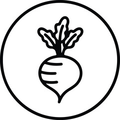 Illustrator Beetroot simple outline icon inside circle Silhouette vector