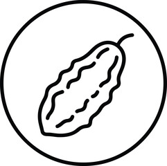 Illustrator Bitter melon vegetable in a circle outline Silhouette vector