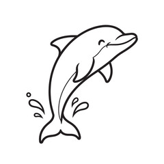 Fototapeta premium Playful line drawing of a dolphin jumping out of the water in mid-leap.