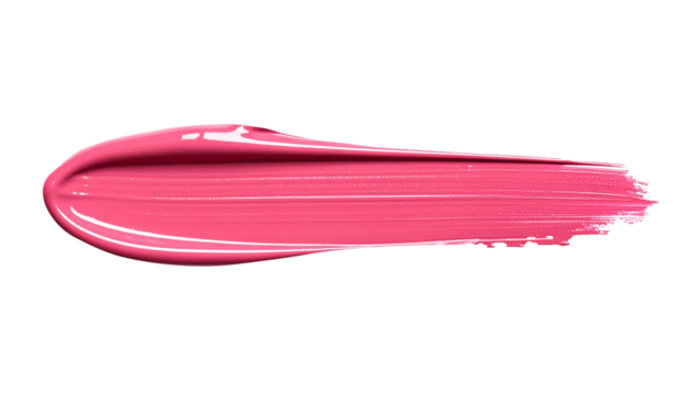 textured abstract pink color paint stroke isolated on transparent background, png