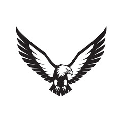 Fototapeta premium Dynamic black and white eagle emblem with outstretched wings, bold and iconic.