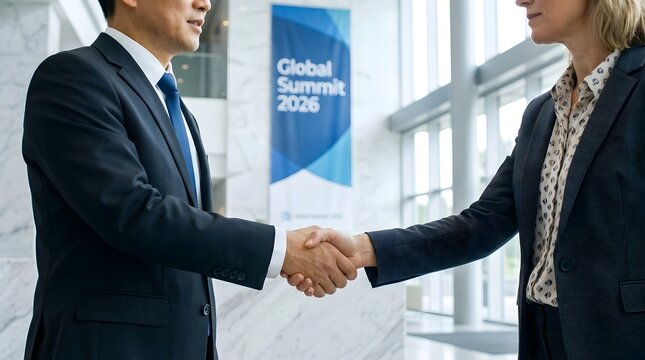 Business Handshake at Global Summit 2026