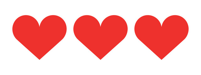 Set of Red Heart Shapes in Minimalist Style