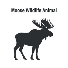 Moose wildlife animal silhouette vector image on transparent background