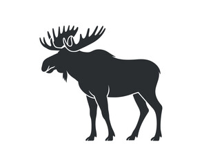 Silhouette of moose standing on transparent backdrop