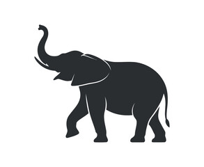 Silhouette of an elephant standing with trunk raised