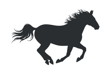 Silhouette of horse running on transparent background