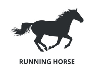 Running horse with text on transparent background