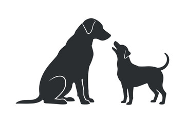 Silhouette of labrador dogs on transparent background